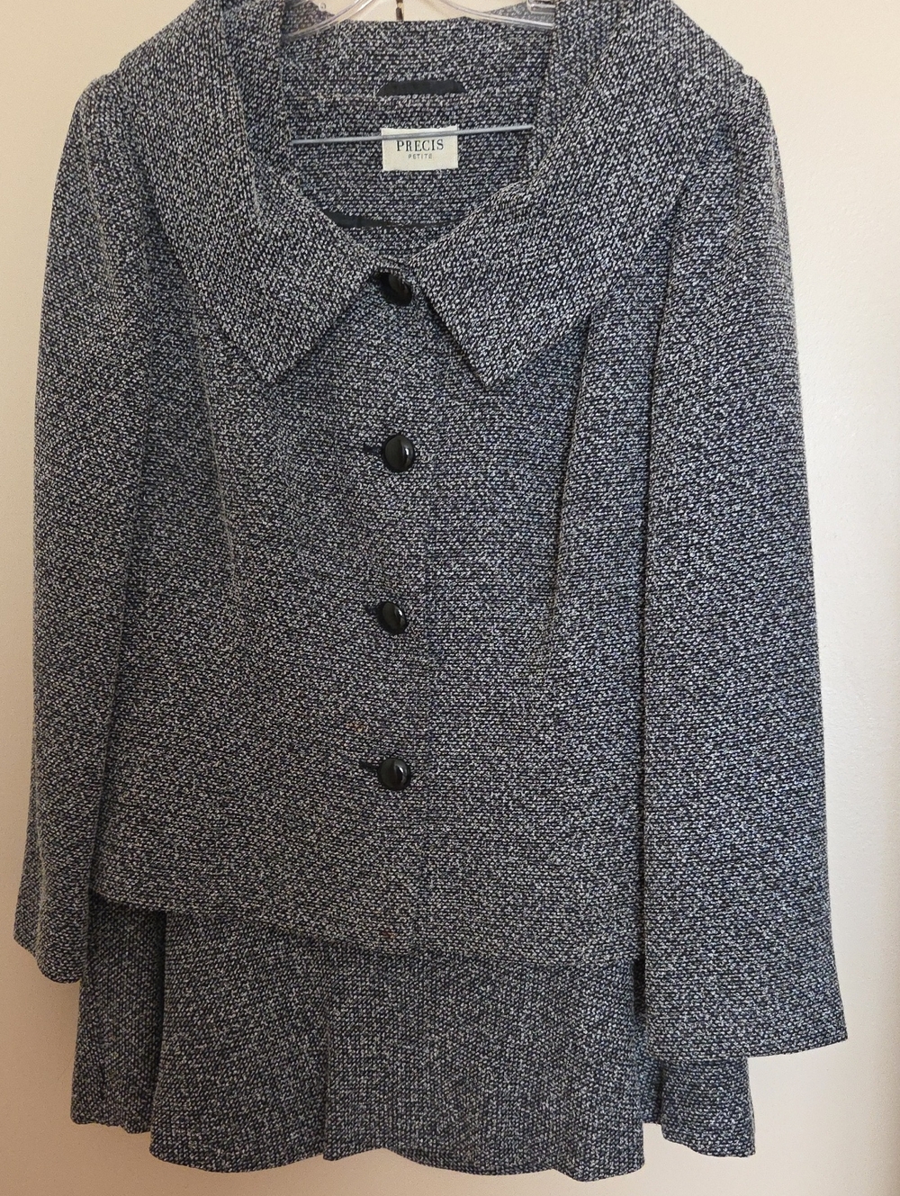Black Tweed Skirt Set - Classic Women's Two-Piece